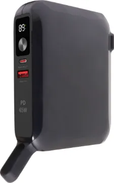 Travel USB 65W PD Charger and Wireless Power Bank A comprehensive all-in-one USB travel charger to keep all your portable devices charged while at home or overseas! It features 65W USB C power delivery output for laptops, mag safe compatible wireless charging for your phone and a standard USB A QC3.0 output for simultaneous charging of up to 3 devices.
