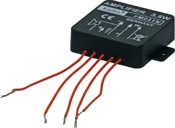 3.5W Mono Amplifier Module These German designed pre-built amplifier modules are a quick cost effective
solution for custom audio projects. All you need to do is connect a
power supply, speaker and an input. Each module is encapsulated in epoxy
resin, offering excellent durabili