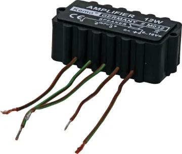12W Mono Amplifier Module These German designed pre-built amplifier modules are a quick cost effective
solution for custom audio projects. All you need to do is connect a
power supply, speaker and an input. Each module is encapsulated in epoxy
resin, offering excellent durabili