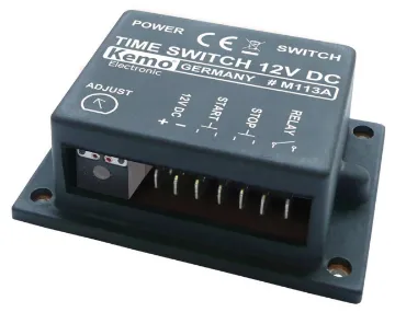 12V 3A Time Switch Module M113A Avoid the hassle with this pre-assembled timing controller, conveniently packaged in a compact and reliable form. It's easy to connect and versatile enough to adapt to your requirements. The start and stop functions are managed by simple switching contacts, and the relay output can control devices up to 25VDC at 3A.