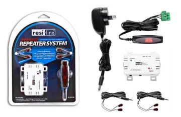 RL-IR100 IR Remote Extender System Kit This system incorporates a plasma friendly target, junction box and power supply. It controls four AV devices remotely via the included dual eye infra-red emitters.