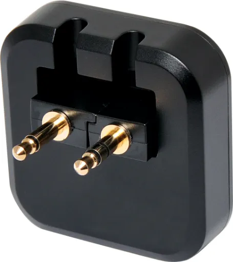 This Bluetooth wireless audio adapter is designed to allow you use of your wireless bluetooth headphones in commercial airplanes. It features a dual 3.5mm plug which plugs into the armrest. 