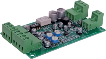 Balanced Mic / Line Input Pre-Amp & Mixer Features two line inputs and one mic input, each with its own level control.  The mic input can be configured for either balanced or unbalanced operation.  All inputs are mixed to a single line level output.  It can be powered from either a single rail po