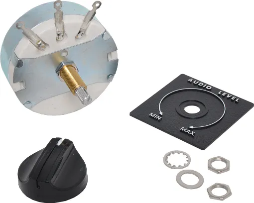 Mono Audio fader, suitable for remote speaker volume controls. Can also be mounted into speaker boxes or wall plates. 100W rating, suitable for 8&Omega systems.