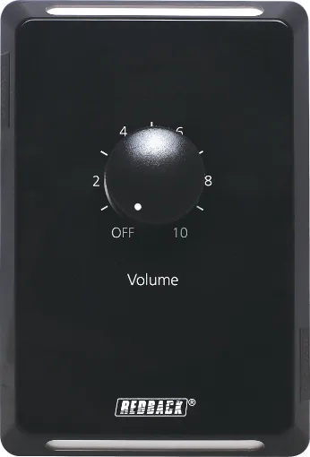 This 40W volume control is designed for 100V line speaker systems. The volume control is fitted to a black Clipsal Pro Series wall plate which has been specifically designed for commercial building installations. 