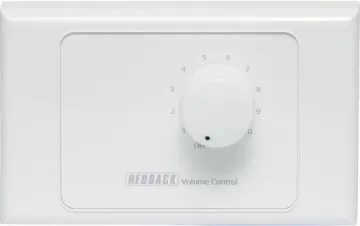 Volume Control 10W 100V Line - Horizontal New models supplied with two facia covers to suit your decor. 
Designed to control 100V line speaker systems these attenuators are fitted to industry standard wall plates and install into an electrical wall box. They feature 11 position switches