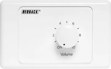 Volume Control 10W 100V Line - Horizontal New models supplied with two facia covers to suit your decor. 
Designed to control 100V line speaker systems these attenuators are fitted to industry standard wall plates and install into an electrical wall box. They feature 11 position switches
