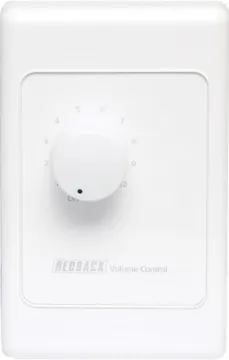 Volume Control 40W 100V Line - Vertical Dual Cover New models supplied with two facia covers to suit your decor. 
Designed to control 100V line speaker systems these attenuators are fitted to industry standard wall plates and install into an electrical wall box. They feature 11 position switches