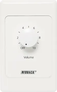 Volume Control 40W 100V Line - Vertical New models supplied with two facia covers to suit your decor. 
Designed to control 100V line speaker systems these attenuators are fitted to industry standard wall plates and install into an electrical wall box.