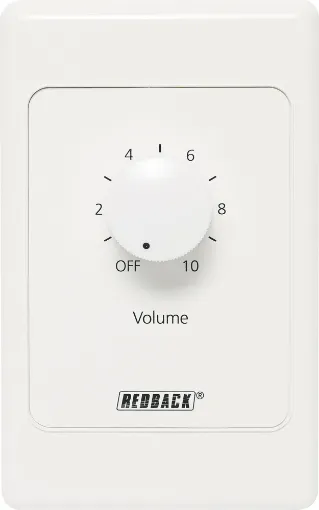 New models supplied with two facia covers to suit your decor. 

Designed to control 100V line speaker systems these attenuators are fitted to industry standard wall plates and install into an electrical wall box.