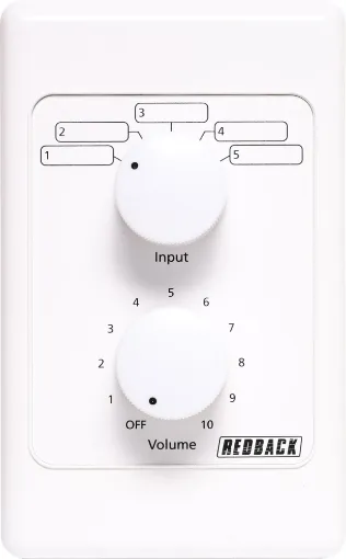A combination of level control attenuator with 11 positions and 5 way audio source selector.