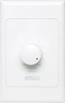 Line Level Volume Controller New models supplied with two facia covers to suit your decor.  In-line volume controls for line level sources such as CD player, Tuner, MP3 player etc. Both models utilise a 10kΩ logarithmic potentiometer. Perfect for board rooms & lecture theatres.