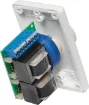 This volume control is rated at 100 watts (50W per channel). It features selectable impedance matching, allowing up to 8 pairs of speakers to be controlled. Includes 11 settings plus Off. Connections are made via a pluggable terminal block. 60mm mounting 