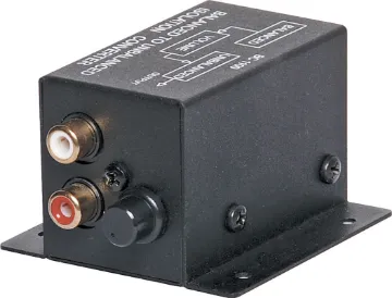 Balanced To Unbalanced Converter XLR-RCA Balanced 600 Ohm 3 pin female XLR to unbalanced 10K Ohm 2 x RCA with level control. +10dB max signal gain. Steps up input signal by factor of 16, ie 20mV in = 320mV out.