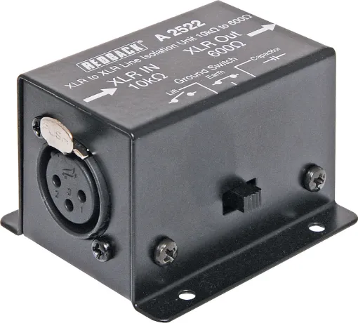 Balanced 600&#937 to 600&#937 balanced 3 pin male XLR with earth lift switch. 