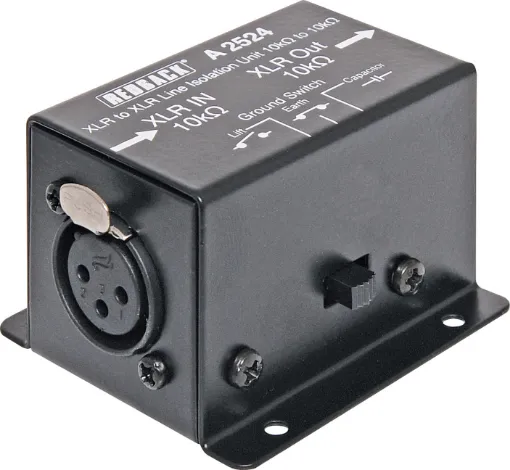 Balanced 10k&#937 to 10k&#937 balanced 3 pin male XLR with earth lift switch. 