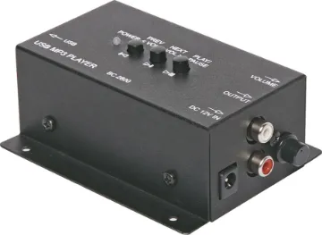 USB MP3 Audio Player For BGM Systems Designed for BGM systems in commercial installations requiring audio playback from a USB memory stick. Alternatively it can be used to add MP3 playback to any domestic audio system. Simply connects to an amplifiers RCA input and provides typical CD player.