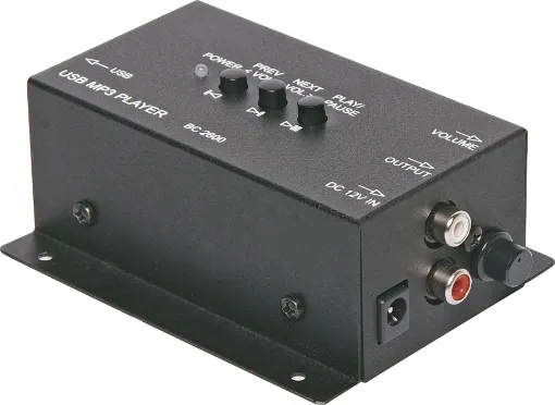 Designed for BGM systems in commercial installations requiring audio playback from a USB memory stick. Alternatively it can be used to add MP3 playback to any domestic audio system. Simply connects to an amplifiers RCA input and provides typical CD player.