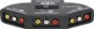 This selector switches 3 stereo AV inputs between a single stereo AV output. RCA inputs/outputs. 