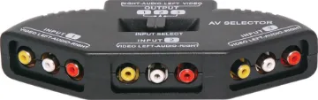Stereo Composite 3 Way RCA Signal Switcher This selector switches 3 stereo AV inputs between a single stereo AV output. RCA inputs/outputs.