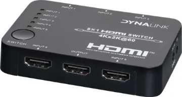 18Gbps 5 Way HDMI Switcher Switch between 5 HDMI AV sources with this professional 4K ready HDMI switcher.