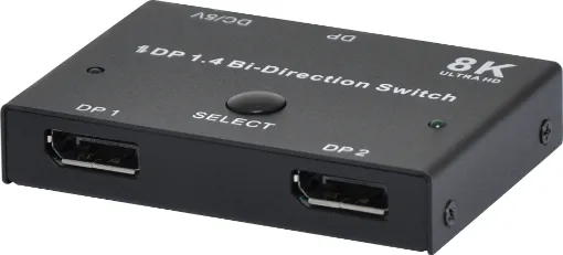 This bi-directional switch allows two DisplayPort equipped computers to be switched to a single monitor OR a single computer to be switched between two monitors. Easy push button operation for switching between devices.