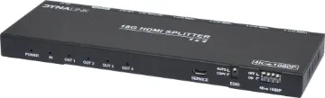 1x4 HDMI Splitter With Downscaler & Audio Extractor Designed to split a single HDMI source into four HDMI outputs.