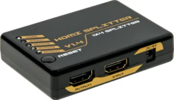 4 Way HDMI Splitter 10.2Gbps Bandwidth Allows the connection of a single HDMI source to two HDMI displays with no loss of signal quality. Uses include home theatre, conference centres, sports bars, concerts, board rooms,etc. Multiple splitter units may be daisy chained together.