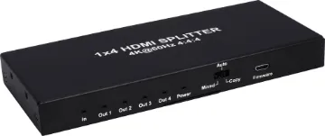 4K 1x4 HDMI Splitter 18GBps Bandwidth This is a high performance 1x HDMI input to 4x HDMI output switcher which is powered via a USB port.