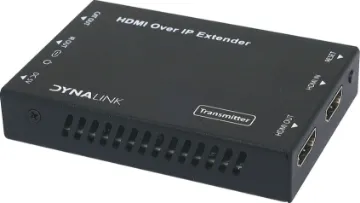 HDMI over IP Extender Cat5e/6 Transmitter HDMI Over IP Extender is based on AV over IP solution for distribution of one HD content to one HD display device or to multiple HD display devices over a standard 1G network switcher, and extends distance up to 150m between transmitter and receiver via a Cat5e/6 cable.