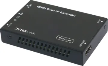 HDMI Over IP Extender Cat5e/6 Receiver HDMI Over IP Extender is based on AV over IP solution for distribution of one HD content to one HD display device or to multiple HD display devices over a standard 1G network switcher, and extends distance up to 150m between transmitter and receiver via a Cat5e/6 cable.