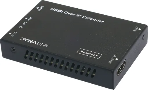 HDMI Over IP Extender is based on AV over IP solution for distribution of one HD content to one HD display device or to multiple HD display devices over a standard 1G network switcher, and extends distance up to 150m between transmitter and receiver via a Cat5e/6 cable.