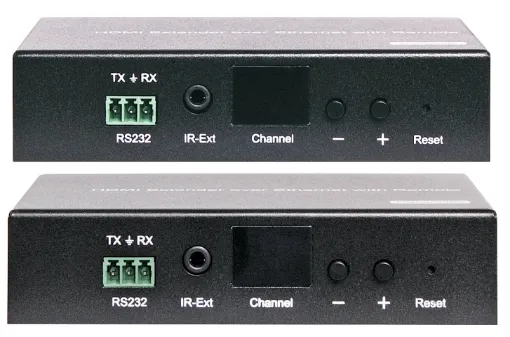 This HDMI over IP Extender uses advanced H.264 compression type which transfers signal using lower bandwidth thus transmit more smoothly. It supports 120m over single Cat5E/6 cable at point to point.  Includes transmitter and receiver. 