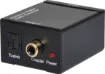 Converts an analog audio output (from any standard line level source) into a digital audio signal for connection to a  commercial amplifier or distribution system. Both coaxial and optical (Toslink) input connections are provided.