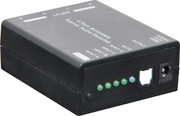 4 Way Auto Toslink S/PDIF Switcher Provides automatic switching between 4 S/PDIF digital audio sources. Supports common audio formats. Single S/PDIF output. Includes power supply.