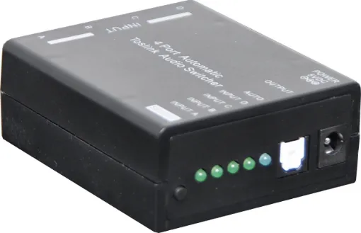 Provides automatic switching between 4 S/PDIF digital audio sources. Supports common audio formats. Single S/PDIF output. Includes power supply. 