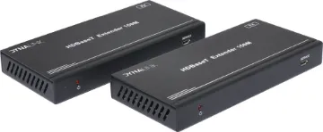 HDMI over HDBaseT Extender with IR This 18Gbps HDMI Extender can extend high definition video / audio signal, RS-232, bi-directional IR, and the distance is up to 492ft / 150 meters between transmitter and receiver via a single CAT cable.