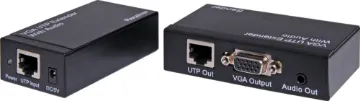 VGA + Audio Balun UTP - Single Channel Permits audio & video transmission over Cat 5e/6 cable.