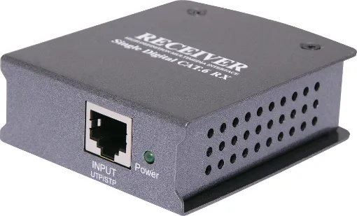 Receiver for use with the A 3224 HDMI Extender Kit and the A 3225 HDMI Extender Tranceiver. For multiple screens daisy chained from a single signal source use up to 6 tranceivers with a receiver at the very end.