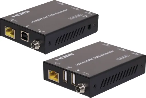 This product is designed to extend HDMI signals over distances up to 70m using Cat6/6a cabling. In addition it also allows USB peripherals to control a connected computer from the receiver end. 