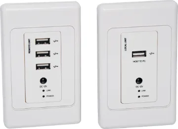 USB 2.0 To Cat5e/6 Wallplate Balun With POE A point to point USB2.0 over UTP balun pair mounted into a wallplate for transmission of USB data between rooms. Installation is made easier via PoE, which only requires a single power source at either the receiver or transmitter end.