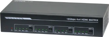 4x4 HDMI 2.0 18Gbps Matrix Switcher This 4x4 HDMI 2.0 18Gbps Matrix Switcher can switch any of these 4 HDMI 2.0 Sources to four HDMI 2.0 Displays.