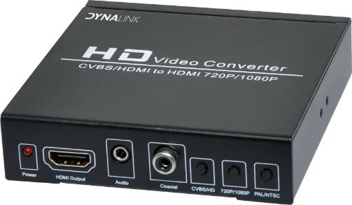 An upscaler box for integrating stereo composite signals from devices such as CCTV cameras, older camcorders and AV equipment. Converts a standard stereo composite signal into an integrated HDMI 1080p video and digital audio signal. 3.5mm stereo audio and digital coaxial outputs provided.