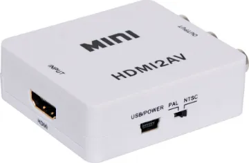 HDMI To  Stereo Composite AV Converter A compact down scaler box designed to convert HDMI to a stereo composite signal for integration into analogue signal installations. Ideal for using new source equipment with older televisions or distributed AV systems. NTSC/PAL selection.