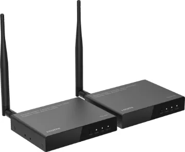 5GHz Wireless HDMI Extension System Send HDMI signals wirelessly! The best range and reliability from any HDMI sender we've ever evaluated! 1080p @ 60Hz over distances up to 100m line of sight. In-built IR repeater for control of equipment. Supports multicast to up to 3 extra receivers (A 3603).
