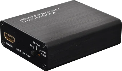 With the help of this audio extractor you can extract audio signals from any HDMI compliant source to digital optical or analog stereo audio outputs. 