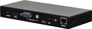 Multi-Format HDMI 4K Converter Box Ideal for use in educational or boardroom environments, this handy converter box provides connection for devices with VGA/3.5mm audio, USB-C, Mini DisplayPort and HDMI connections and outputs to a HDMI equipped projector or display.