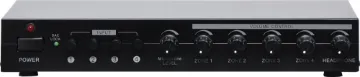 4 Input 4 Zone 30W Stereo Amplifier Ideal for small businesses or simple multi-zone home audio systems. Switch between up to 4 different audio sources - connect up to 8 speakers. Toslink digital audio input for TV audio. Great for background music use. Also fitted with 6.35mm microphone connection.