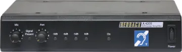 3VA Kiosk Hearing Induction Loop Amplifier This compact hearing loop amplifier is designed for use in information kiosks, ticketing booths, help desks etc. Anywhere a small loop system is required to aid the hearing impaired. Engineered to meet AS60118.4-2007. A balanced mic input and stereo line auxiliary input is provided. Compact half rack 1RU case. 24V DC operation.