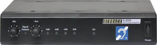 This compact hearing loop amplifier is designed for use in information kiosks, ticketing booths, help desks etc. Anywhere a small loop system is required to aid the hearing impaired. Engineered to meet AS60118.4-2007. A balanced mic input and stereo line auxiliary input is provided. Compact half rack 1RU case. 24V DC operation.